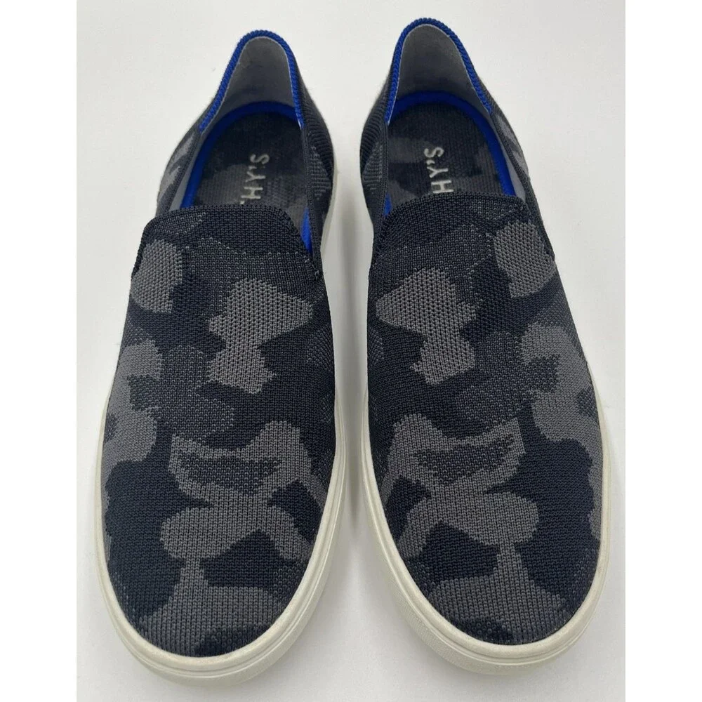 Rothy’s The Original Women’s 8.5 Gray‎ Camo Knit Slip On Flats Sneakers Washable